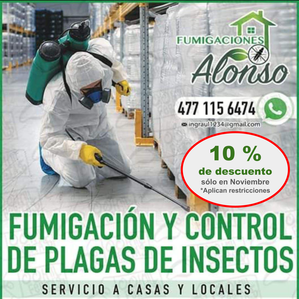 ¡Protege tu hogar y negocio con un 10% de descuento en Fumigaciones Alonso!